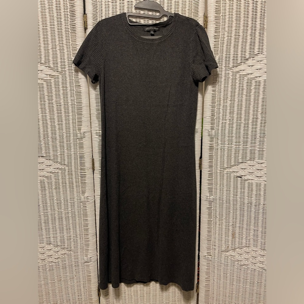 Saks Fifth Avenue MIDI Lined Charcoal Grey/Black Dress. Size XL